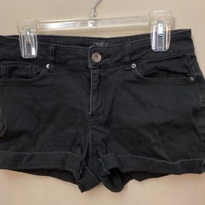black denim shorts
